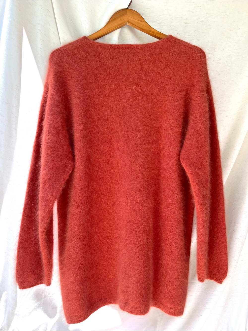Angora Mohair V-Neck Sweater Sunset Orange CANDA Made C&A Woman Plus Size XXL - Picture 3 of 8